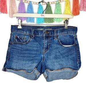 Old Navy Mid Whiskered Rolled Cuff Denim Cotton Boyfriend Jean Shorts Size 4